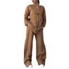 2025 European & American Women's Casual Cotton Linen Loose Top & Wide-Leg Pants Set