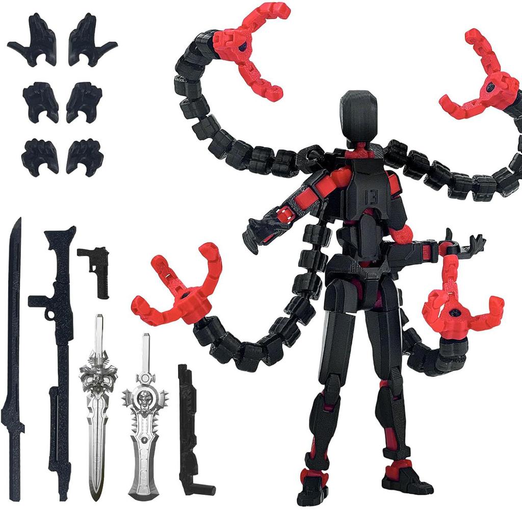 Articulated Action Figure Model Kit with Multiple Interchangeable Hands and Weapons 3D Printed DIY Assembly Poseable Collectible Display