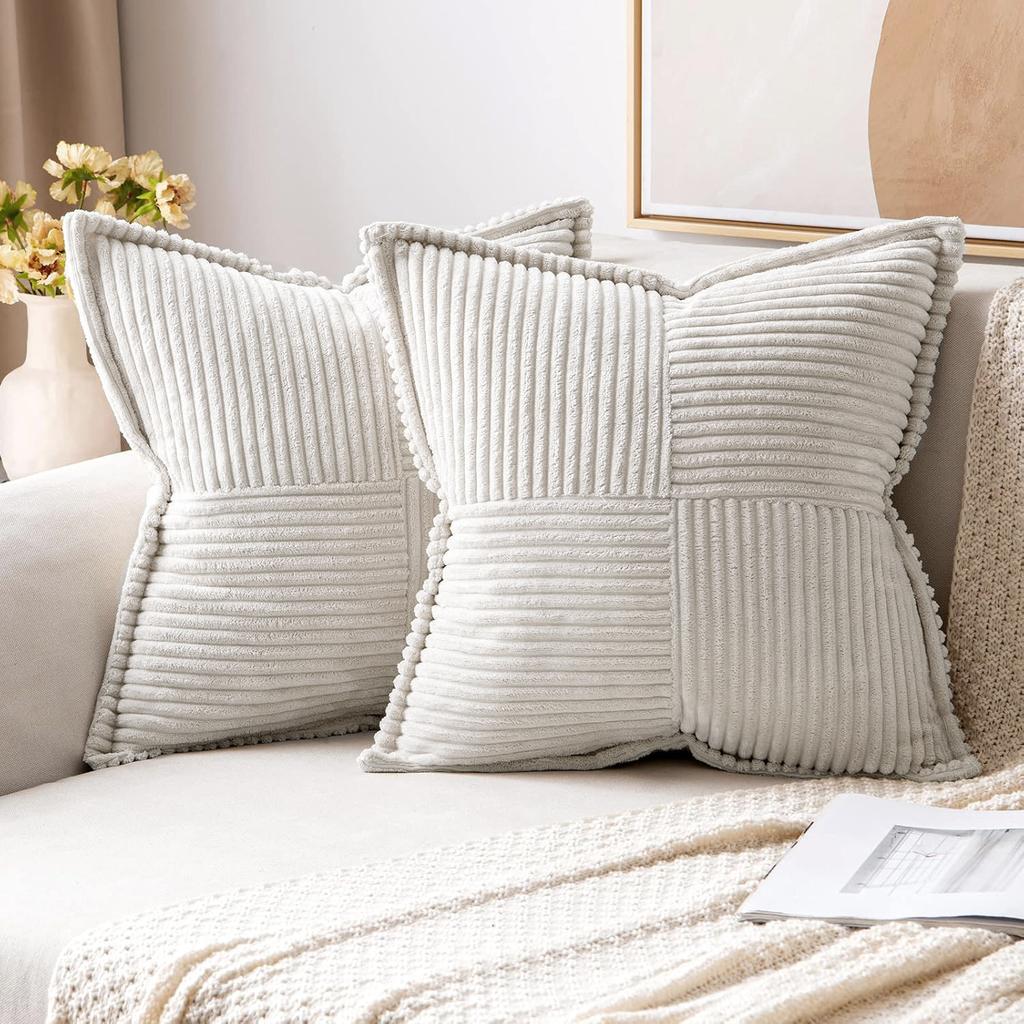 2pcs Bohemian Style Patchwork Textured Gradient Throw Pillow Covers Farmhouse Aesthetics for Couch,Bedding, Sofa, Living Room Decor, Living Room Decor