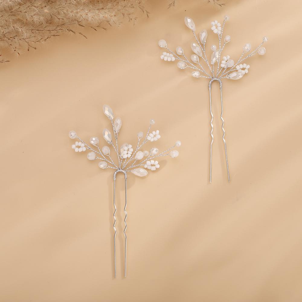 Black Wedding Head Jewelry Pink Hairpins Crystal Headwear Red Women Bridal Hair Accessories Blue Bridesmaids Headpieces 4PCS