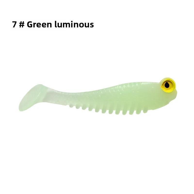 5 Stück/Beutel, 5 cm, 1,3 g, Lumineszenz-Weichköder, realistischer T-Schwanz-Fisch-Imitationsköder für Angelausrüstung, Nachtangeln, Meer, Fluss