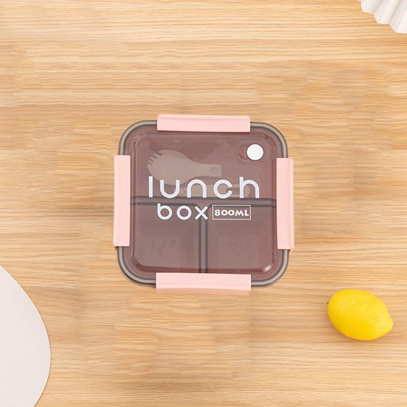 

800/1100мл Пластиковий Ланч-бокс з Відділеннями Мікрохвильовий Безпечний Ланч-бокс Бенто зі Столовими Приборами Зберігання Їжі для Студента Працівника Столовий Посуд