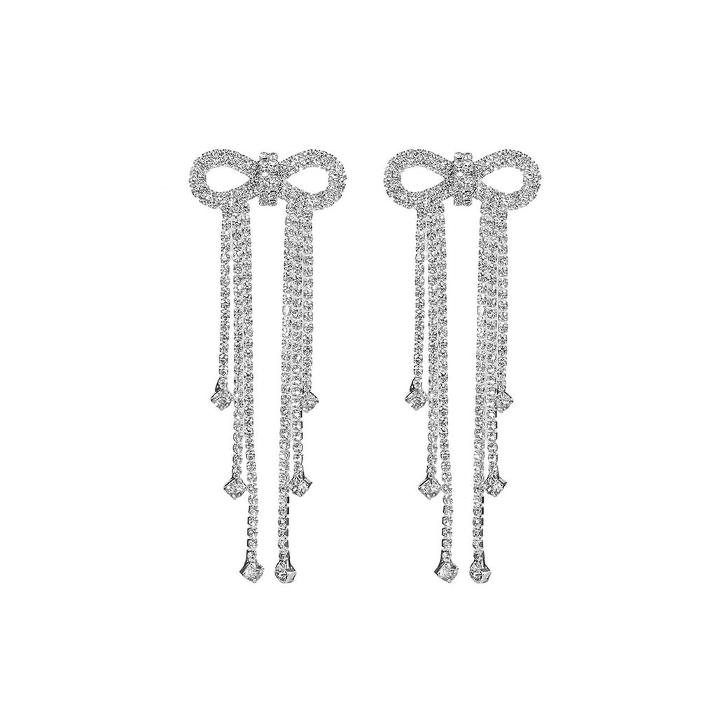 High Version Versatile Bow Long Fringed Earrings