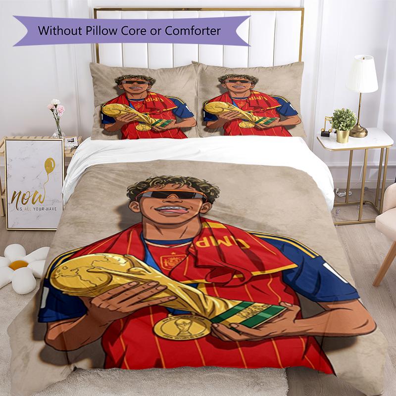 Lamine Yamal Spanish Football Player Bedding Set,Premium Bed Linen for Bedroom Home Decoration,Perfect Collectible Gift for Messi Fans,Easy Care Duvet