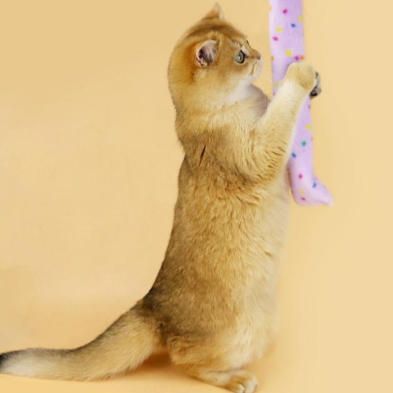 Cat Chew Toy Plush Crackling Paper Interactive Bite-resistant Kitten Toy Companionship Teeth Cleaning Cat Teaser Stick Toy