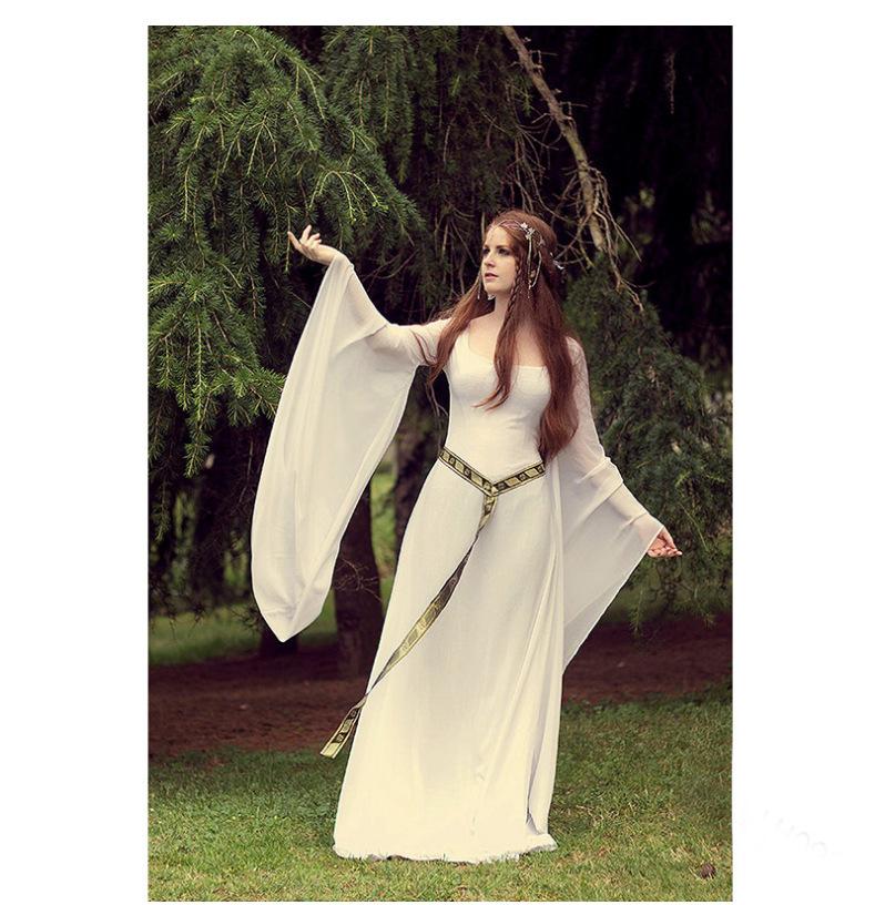 

Женское модное длинное однотонное платье с круглым вырезом и поясом в стиле ретро S белый