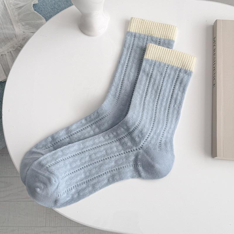 

Color-matched Socks - Summer Lightweight Mid-calf Socks in Ballet Style with Open Mesh Ventilation and Fine Combed Cotton Fabric Without Bones 1 pair світло-синій колір