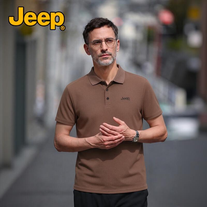 JEEP Men s Ice Silk Business Casual Polo Shirt M кофейный