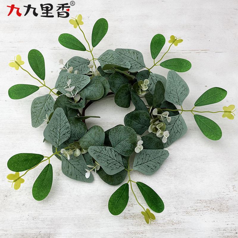

Американский имитационный венок Венок со свечами Эвкалиптовый венок Венок из самшита Украшение стола для вечеринки Венок