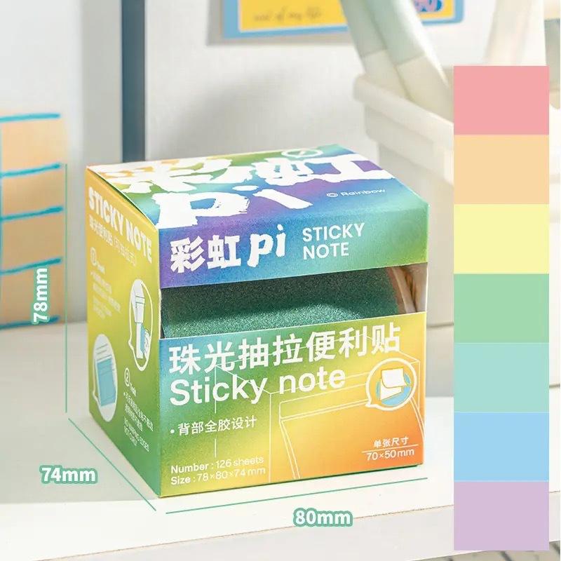 126sheet/set Pearlescent Gradient Color Sticky Note Transparent Keys Word Memo Pad Waterproof Knowledge Record Paper Student