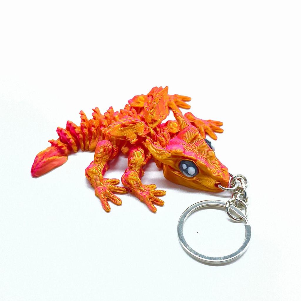 Articulated 3D Printed Baby Dragon Keychain: Shining Decompression Toy & Handicraft Gift Ornament