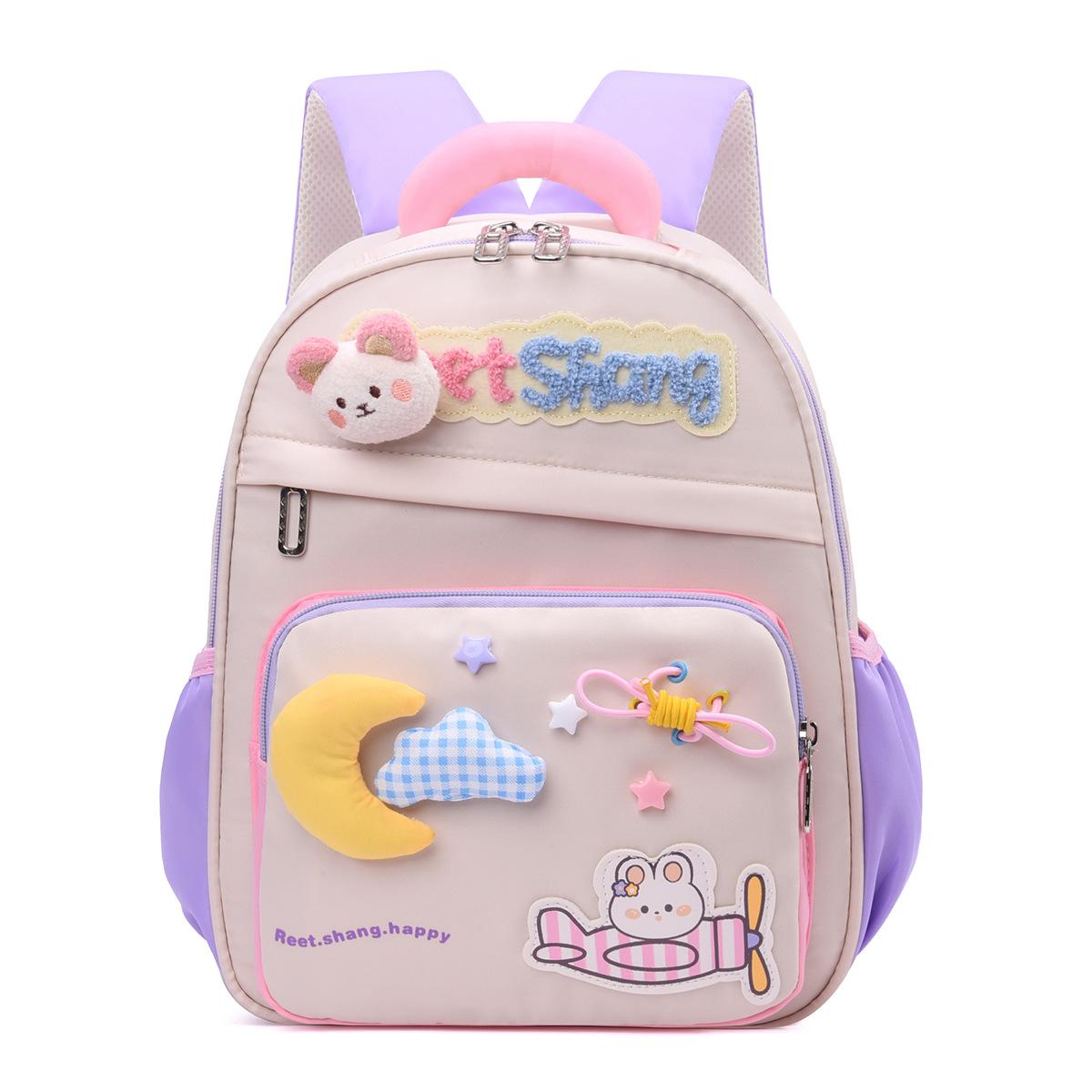 

New children s schoolbag cartoon cute bear kindergarten backpack small, medium and large class boys and girls backpack фіолетовий