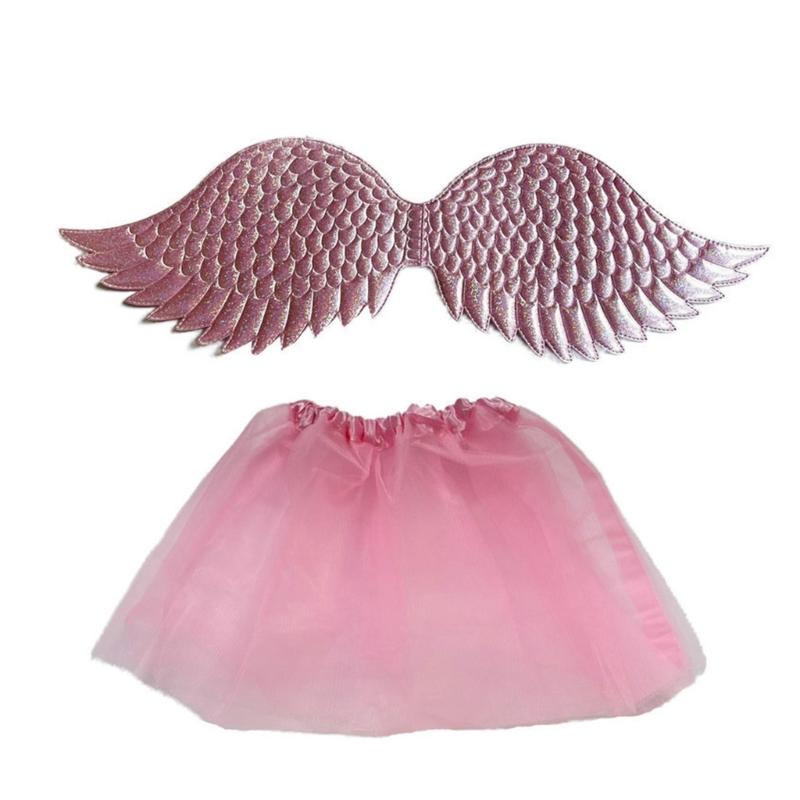 

Metallic Wing with Skirt Comfortable Wear for Kids Girl Birthday Halloween Cosplay Party Children Princess Costume Set