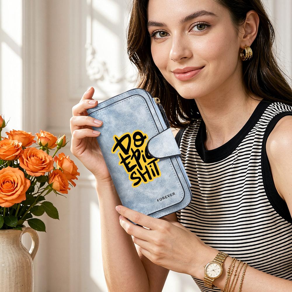 Stylish Print Long Wallet Durable Daily Use Slim Card Holder Trendy Casual Purses
