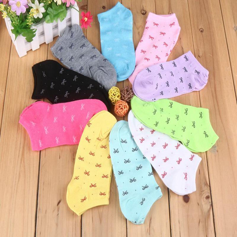 

10Pairs Women s Socks Heart Printed Durable Comfortable Candy Color Socks Ankle Socks Color Random Socks