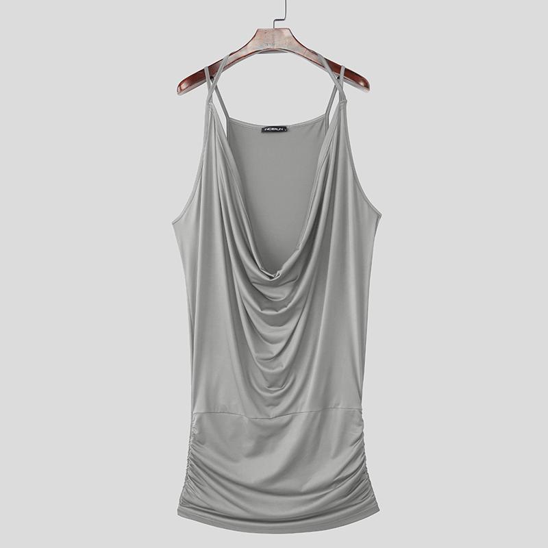 

INCERUN Мужские майки без рукавов на бретелях с низким вырезом, с вырезом «качели», для дома и клуба S серый