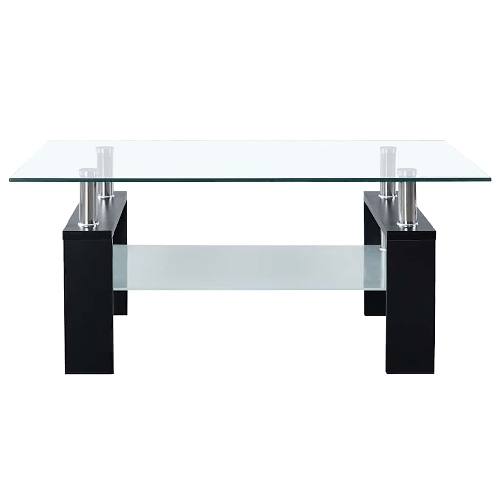 Vidaxl Mesa de Centro, Negro-Transparente, 95X55X40 Cm, Vidrio