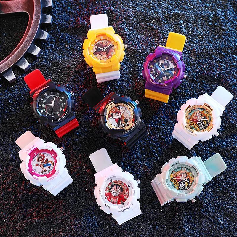 One Piece Luffy Watch Zoro Ace Wristwatch Leather Anime Printing Watch Cartoon Quartz Electronic Watch Toy Birthday Gift