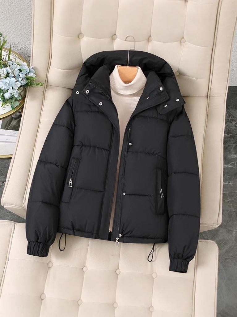Women's Hooded Down Jacket - Short, Thickened, Trendy Korean Style for Petite Winter 2026