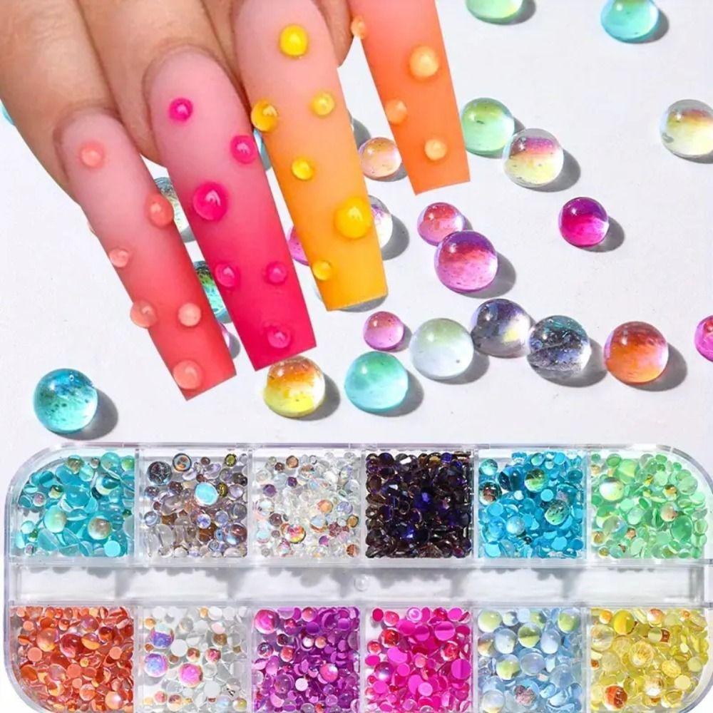 1 Box Half Spherical Glass Nail Art Charms DIY Aurora Nail Decorations  Manicure Accessories