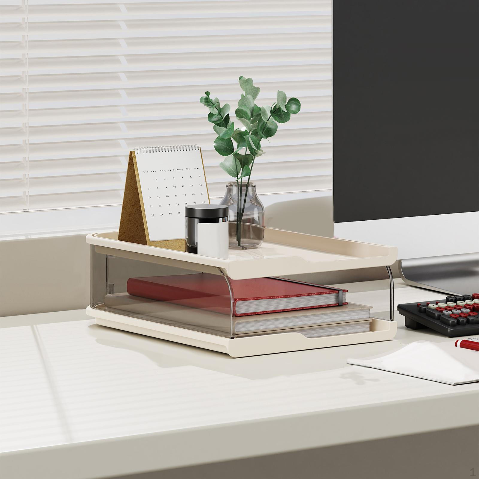 Настольный органайзер для документов, держатель для газет, полки, лоток для писем White 2 Tier