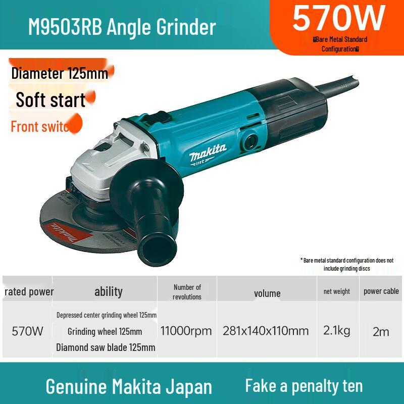 

Makita 9503RB 125mm Angle Grinder CN plug (adapter included)