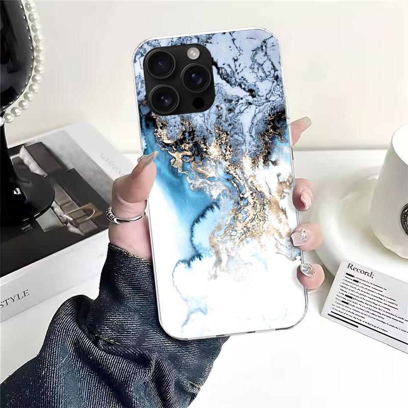 Fashion Geometric Marble Soft Phone Case For IPhone 11 17 Air 16E 16 Pro Max 15 + 14 Plus 13 Mini 12 Apple 7 SE 8 Fundas Coque 1