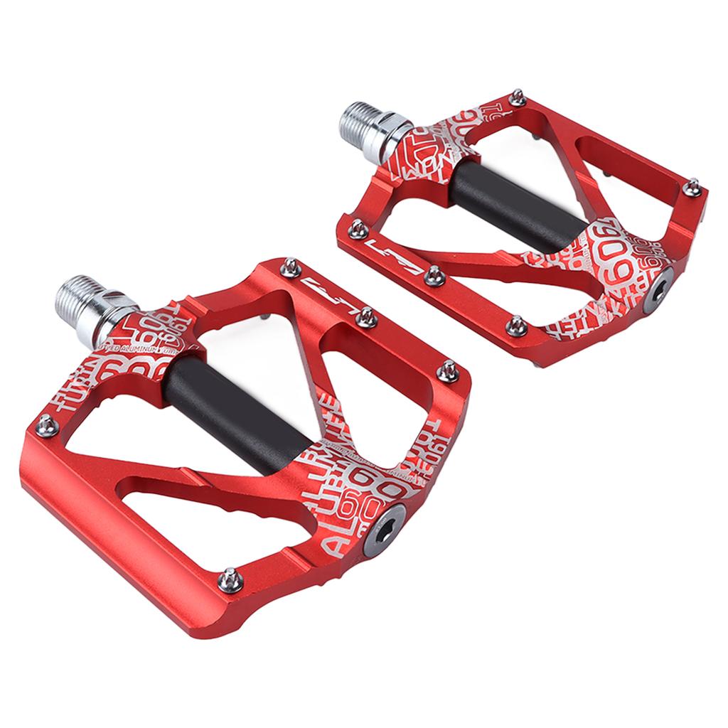 ENLEE 2Pcs Mountain Bike Pedal Bicycle Aluminum Alloy Bearing Pedal Ultra Light Palin Anti Slip PedalRed