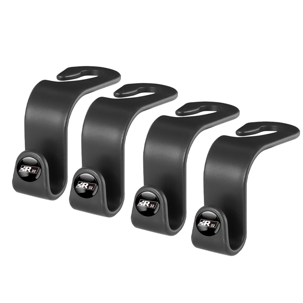 HIJK1 2/4pcs ABS Car Interior Seat Headrest Back Hanger Storage Hooks Valve Cap For VW R32 Golf Beetle EOS GTI Tiguan Passat Jetta MK4