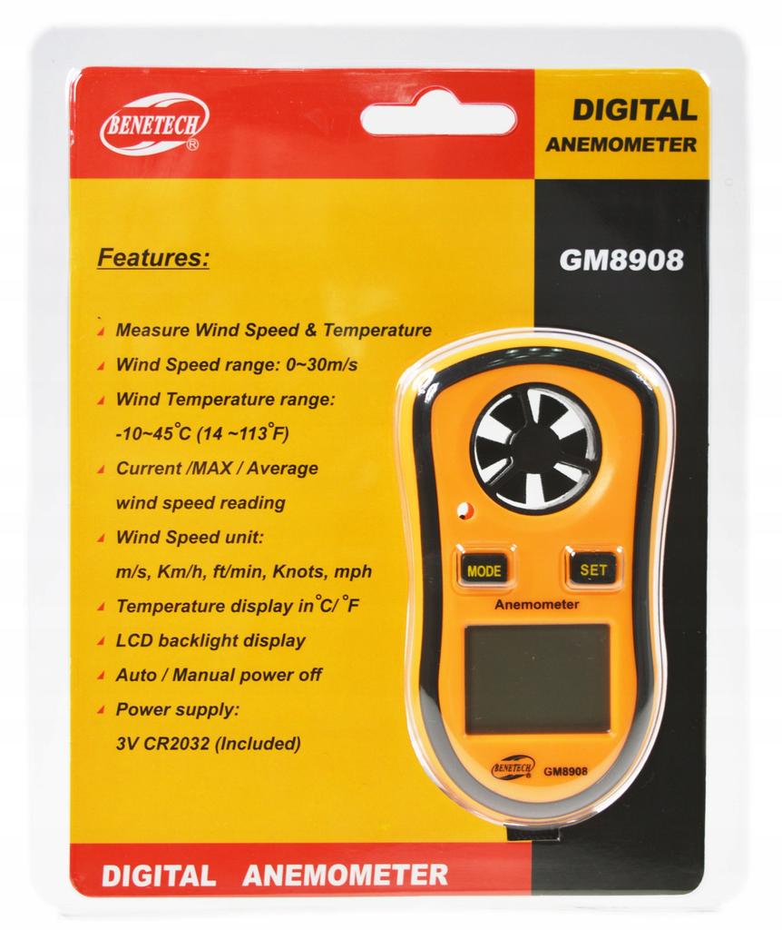 Anemômetro Medidor de Vento Temperatura Velocidade do Ar Medição