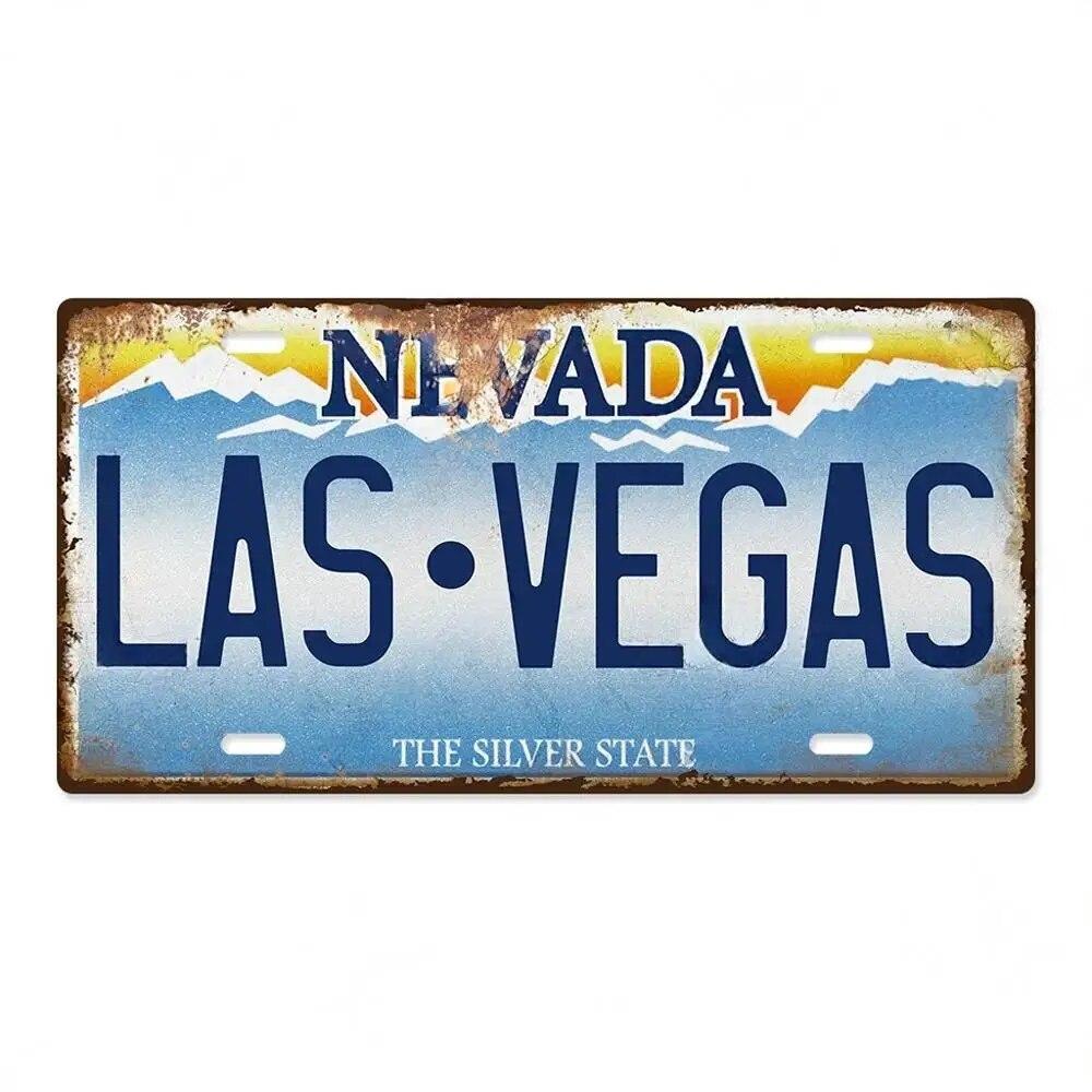 Vintage Las Vegas Metal Tiin Signs Decor Licenses Metal Plate Plaque Wall Decor for Living Room Club