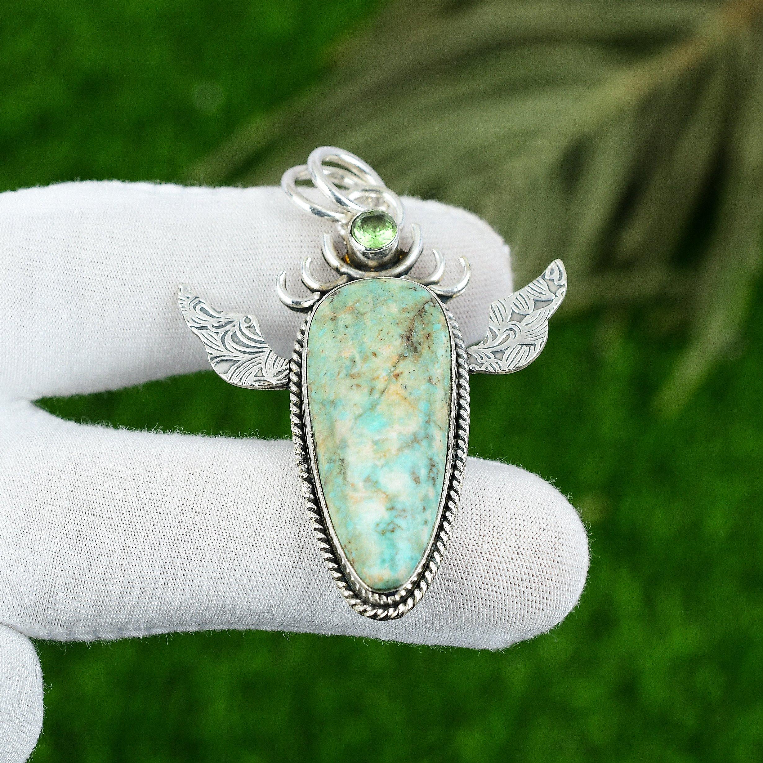 Pear Chrysoprase Gemstone Tsavorite Sister New Pendant Jewelry Sterling Silver