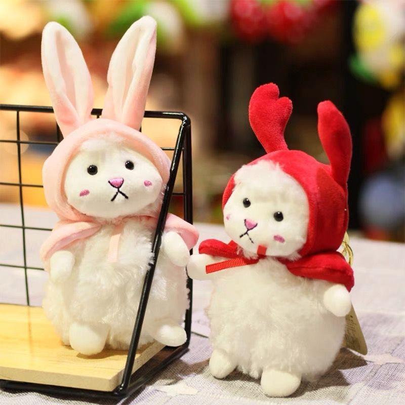 Cute Trendy Little Lamb Plush Toy Soft White Sheep Bag Charm Keychain Kids Doll