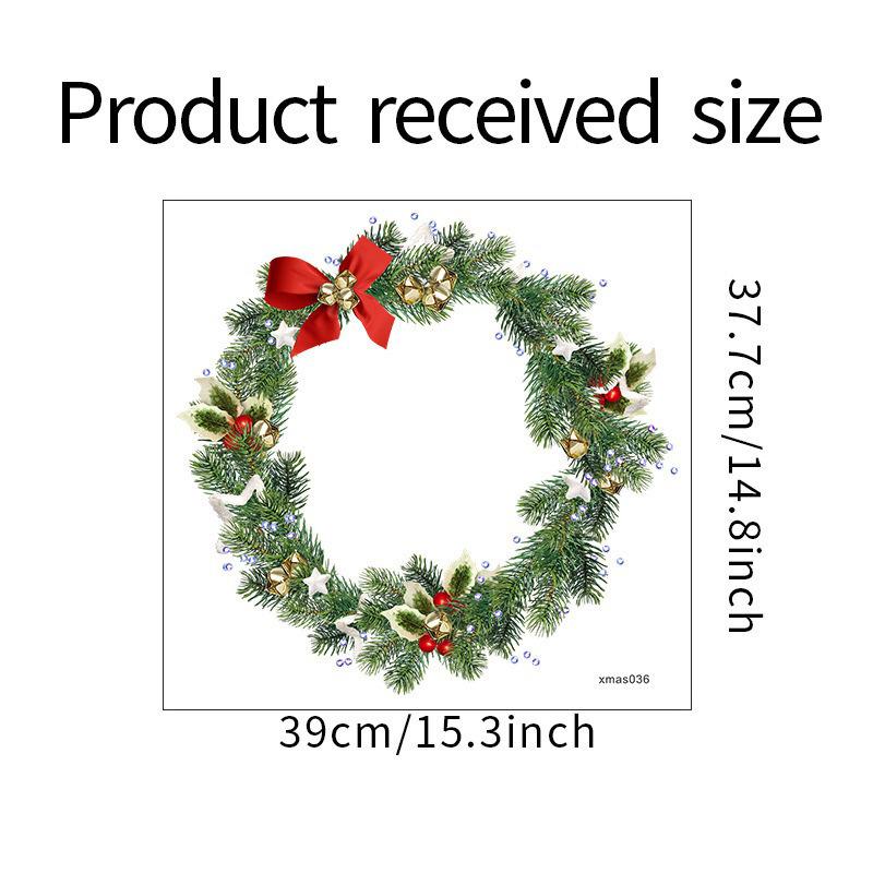 Festive Christmas Wreath & Flowers Self-Adhesive Wall and Door Sticker