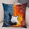 Vintage Music Note Pillowcase Decor Guitar Microphone Violin Printed Pillow Case for Home Sofa Soft Plush Cushion Cover 45x45cm