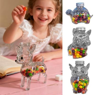 Animal Shape Glass Candy Jar Airtight Pet Treat Container for Kitchen Storage Transparent Canister for Cookies Coffee Snack