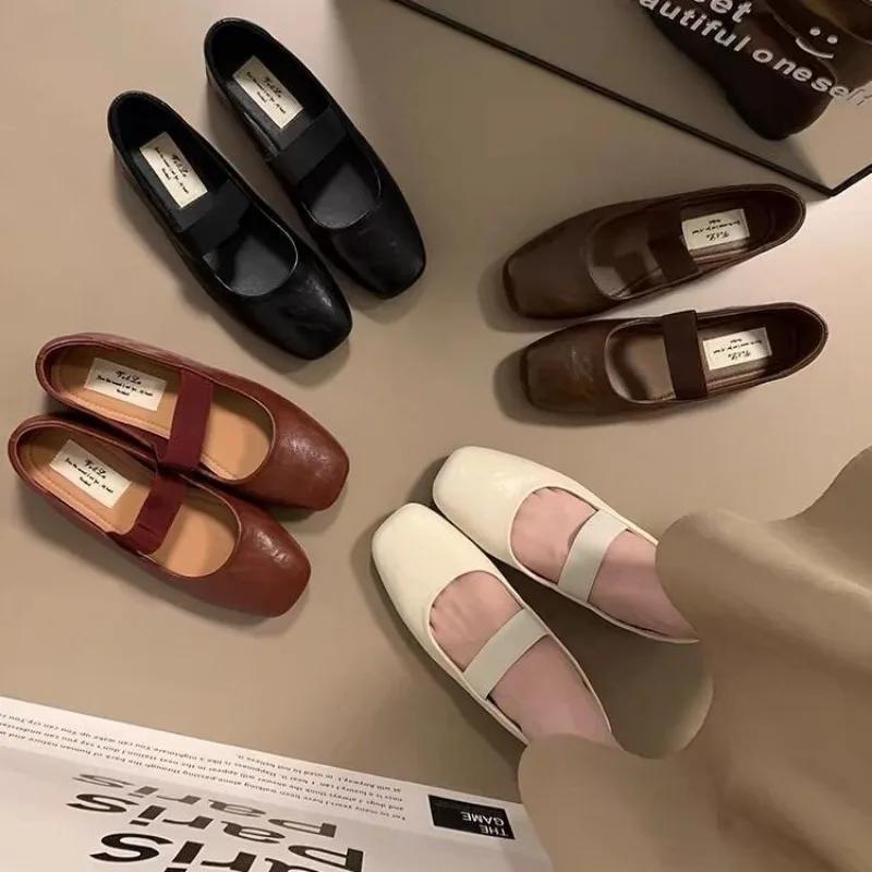 Fashion 2024 Ballet  Summer  Women's Shoes Ballet Retro Dress New Flat Mary Jane Shoes Women's  Flats