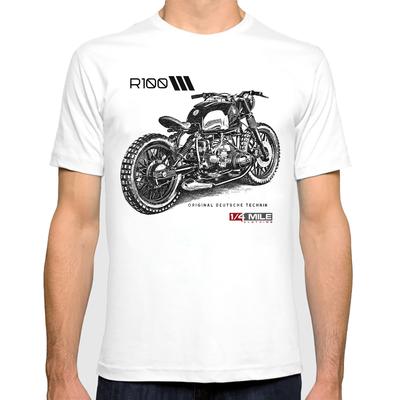 T-shirt Homme Vintage Imprimé Design Moto Été R100 RS Moto Hipster Imprimé T-shirt Blanc Casual T-shirts Tenues