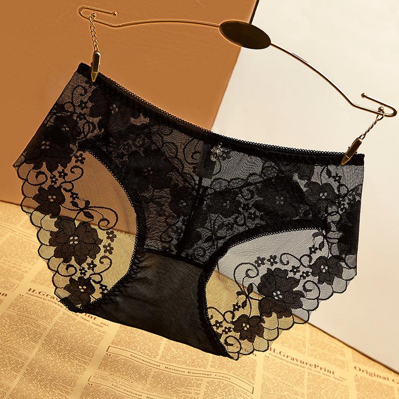 

Кружевное нижнее белье средней посадки, бесшовное и сексуальное кружевное нижнее белье для женщин, бесшовное кружевное нижнее белье one size чёрный