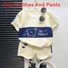 Baby Boy Girl Summer Cotton Animal Cartoon Short Sleeve T Shirt And Shorts Set For Toddler Kids