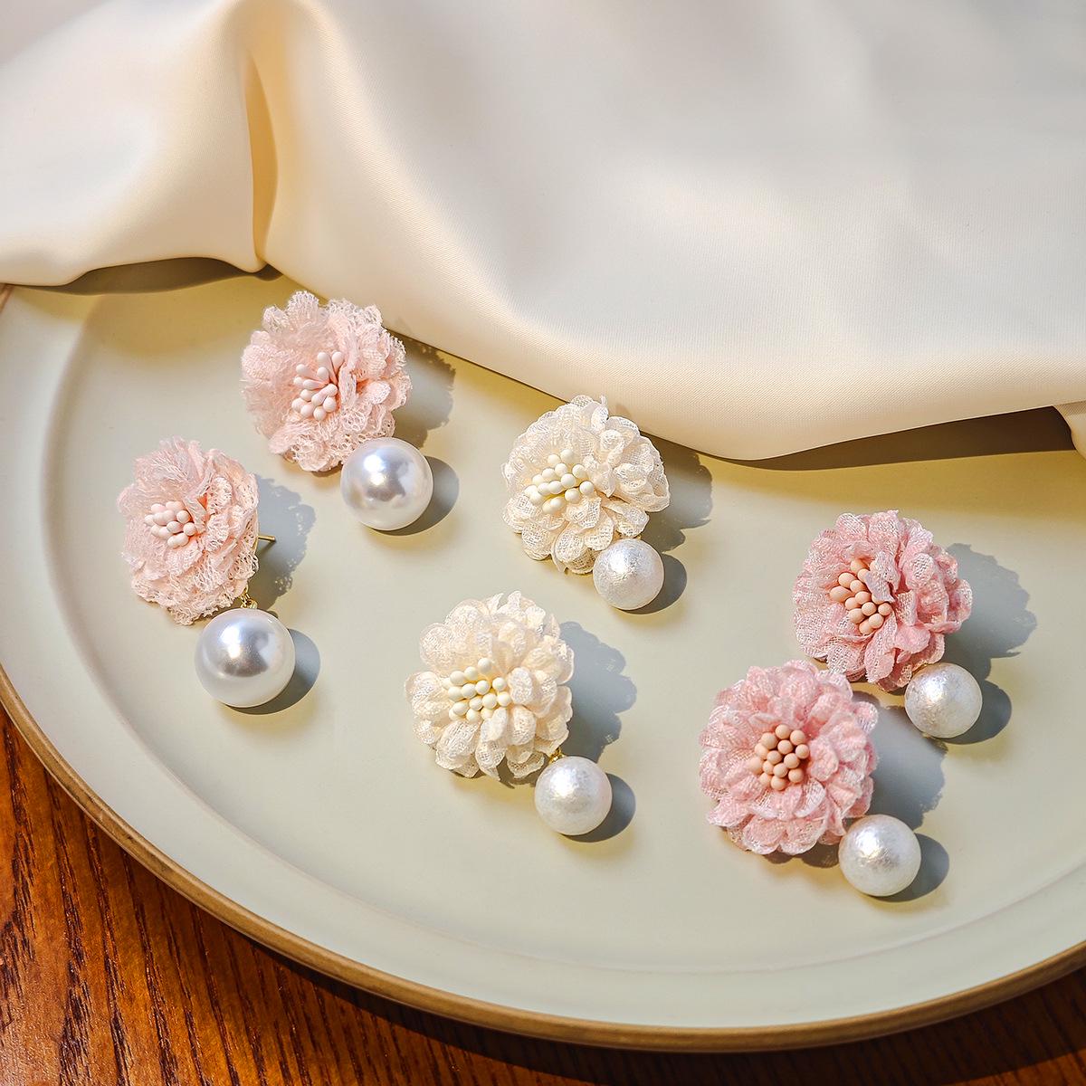 

Silver Needle Floral Pearl Stud Earrings