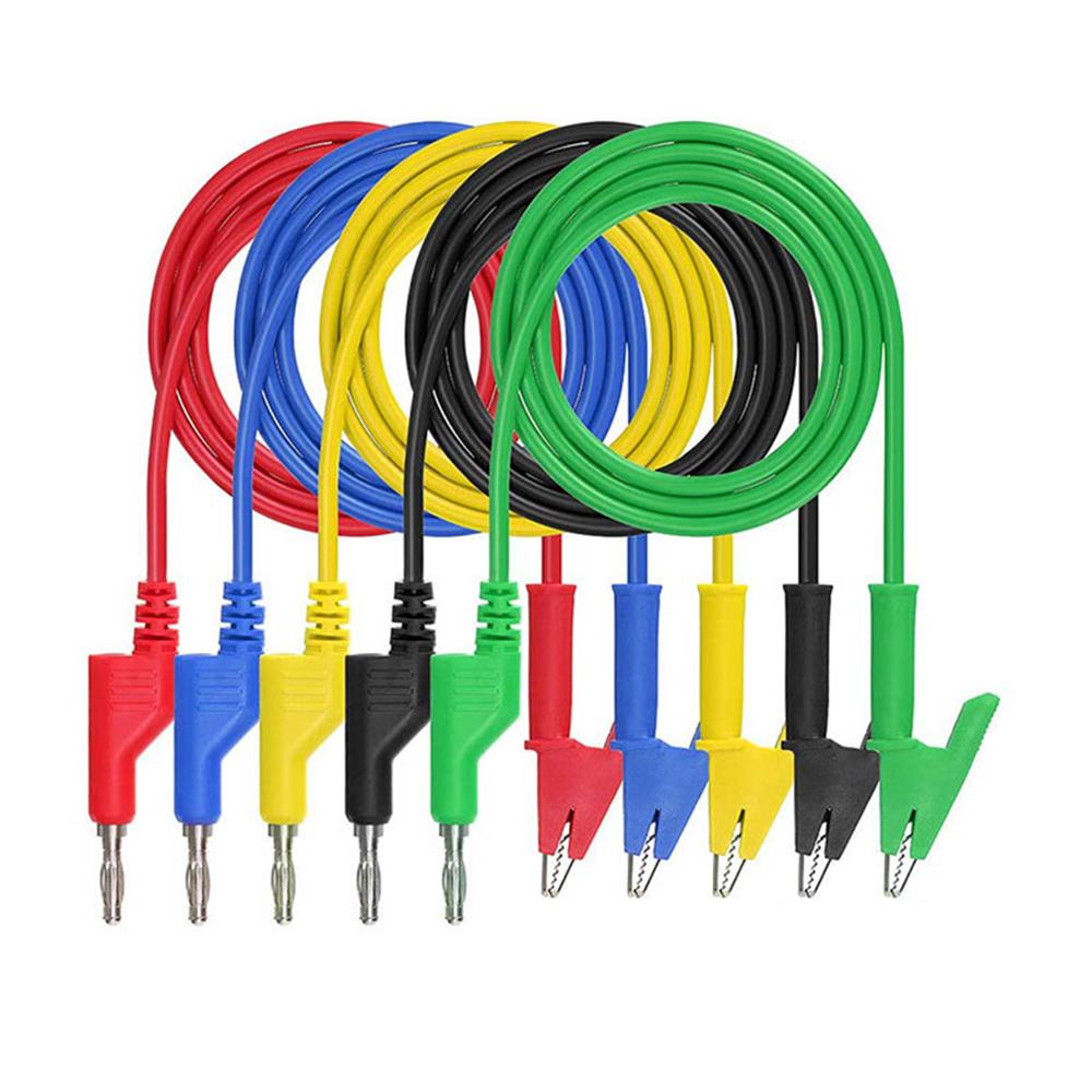 4mm solid copper banana plug test leads, 5-piece injection-moulded test leads, plug-to-plug/plug-to-clamp