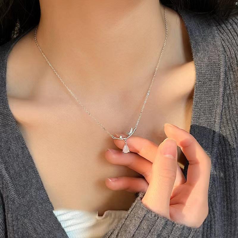 Bamboo Water Drop Necklace for Women Light Luxury Niche Design for Niansen Series Versatile Temperament Accessories Clavicle Chain Trend