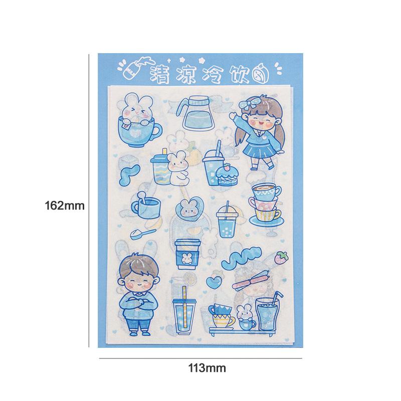 4 Sheets/Set Washi Paper Sticker Kawaii Scrapbooking Daily Material Planner Stickers for Student Kids DIY Decoration