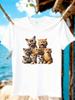 Jydx188pet Cat Printing Plus Size Unisexs Round Neck Tshirt Summer Casual Street Fashion Unisexs Wild Shortsleeved Tshirt