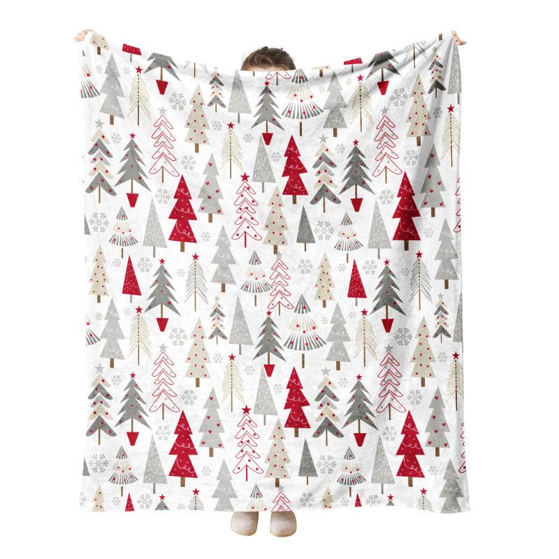 Christmas Checkered Pattern digital-printed polyester Bedroom velvet flannel soft sofa cover blanket Fleece soft sofa cover