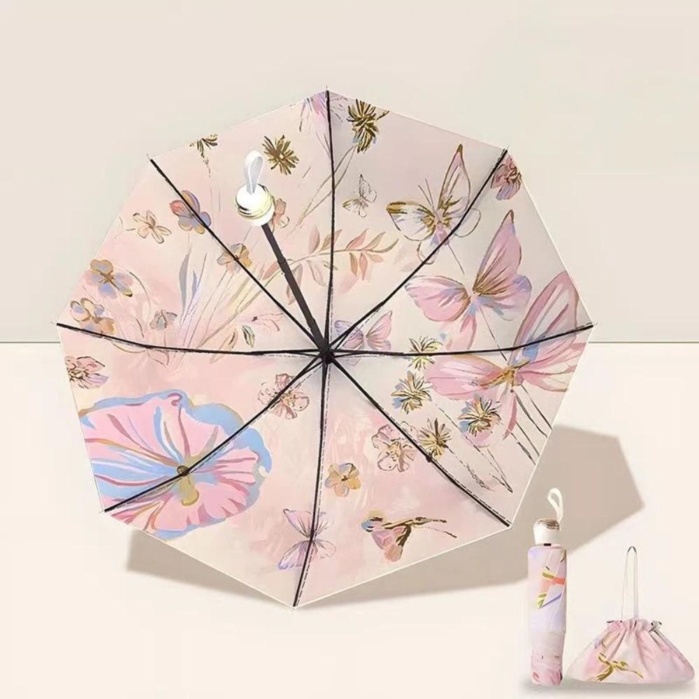 UV Protection Reverse Sun Umbrella Floral Print Travel Rain Umbrella  Summer Outings Style C