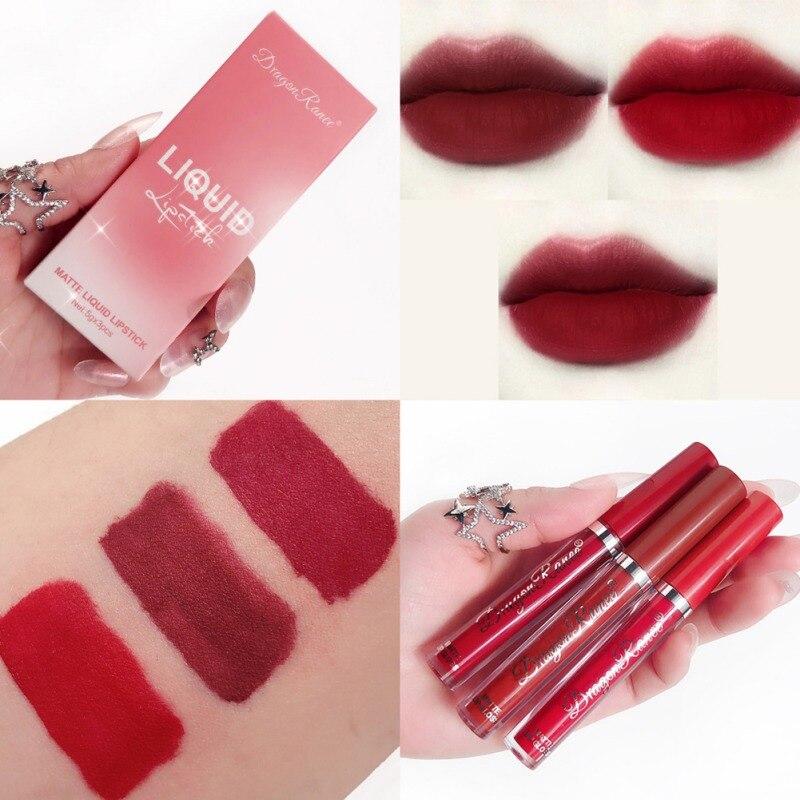 3 Stück Velvet Matte Matte Lipgloss Beauty Lippenstift Makeup Langlebige Lippenkosmetik
