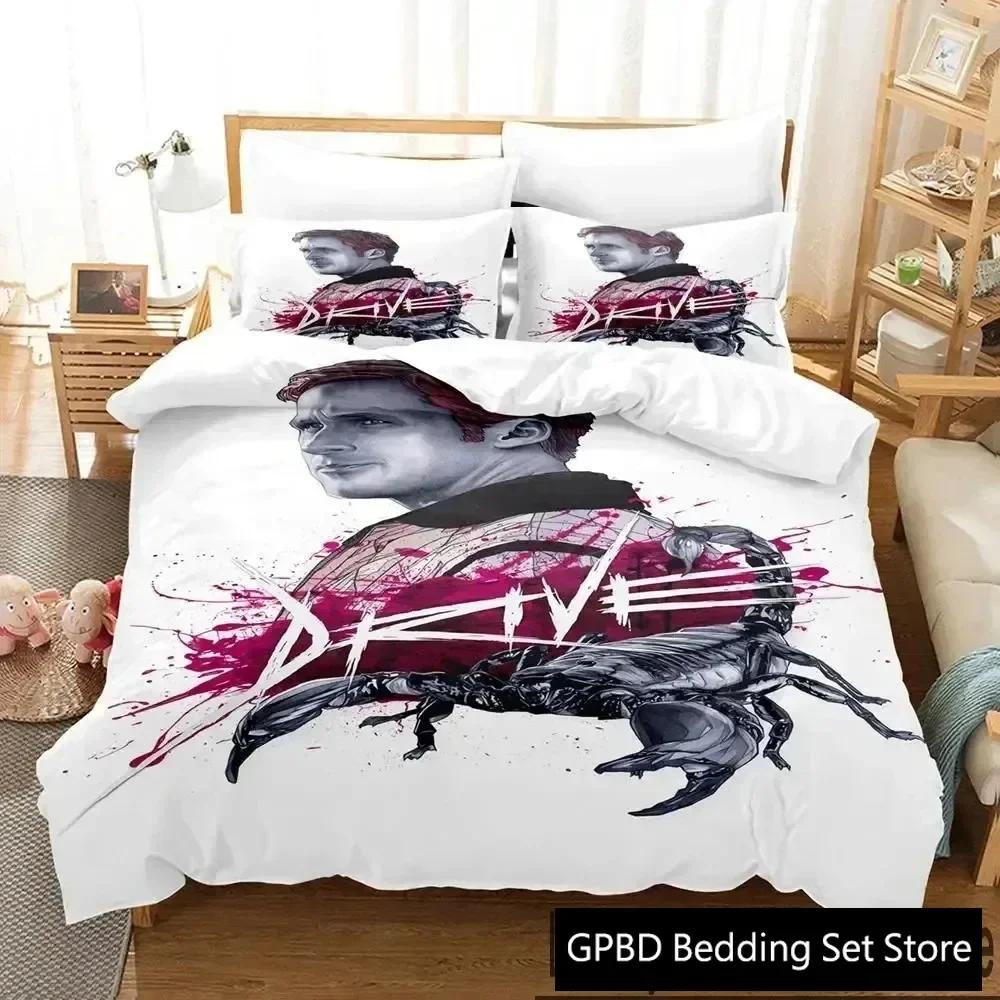 3D Print Drive Ryan Gosling Comfortable Duvet Quilt Cover Pillowcase Bedding Set Children Bedroom Decoration Home Textile