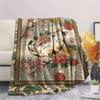 Cat Flower Print Flannel Blanket, High quality Comfortable for All Seasons, Home Decor, Warmth and Comfort, Perfect for Christmas Gifts43
